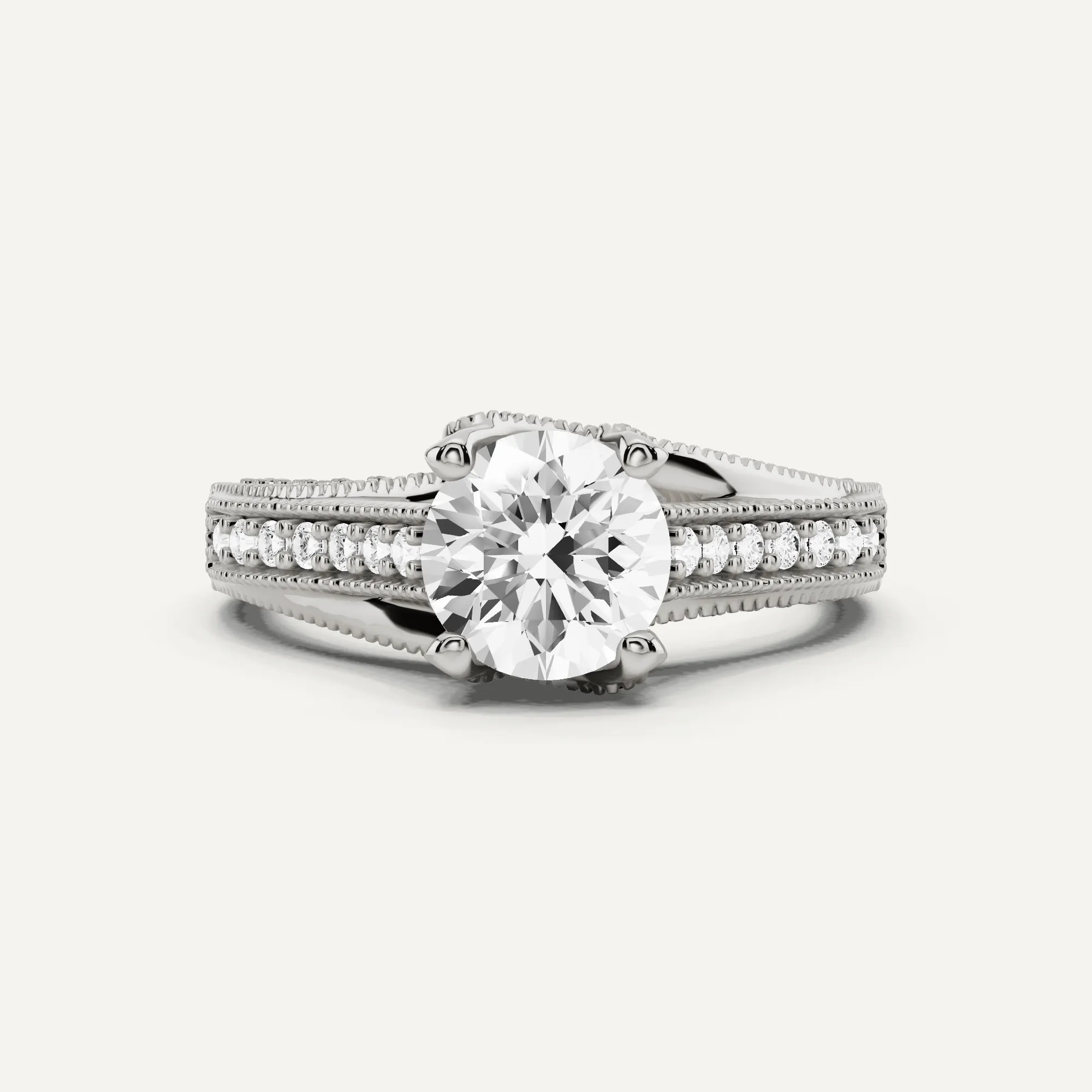 1 1/3 ctw Round Diamond Luxe Side Stone Engagement Ring