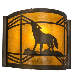 12"W Northwoods Wolf On The Loose Wildlife Wall Sconce