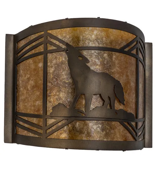 12"W Northwoods Wolf On The Loose Wildlife Wall Sconce