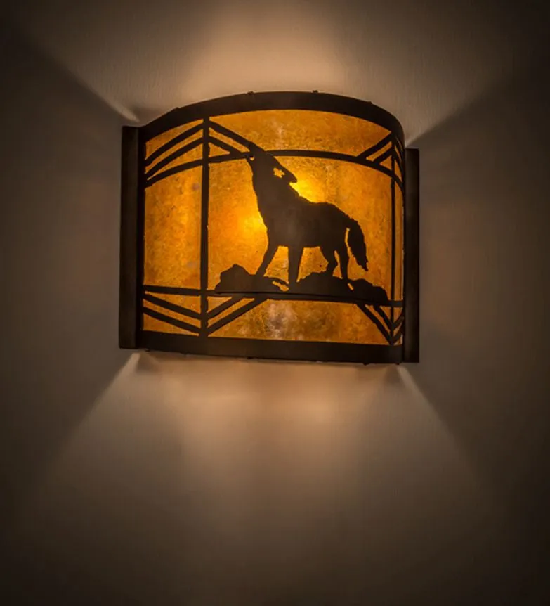 12"W Northwoods Wolf On The Loose Wildlife Wall Sconce