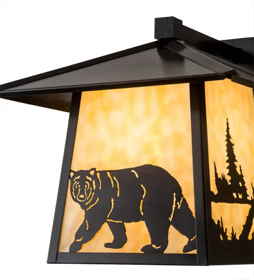 12"W Stillwater Northwoods Lone Bear Straight Arm Outdoor Sconce