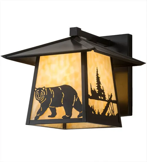 12"W Stillwater Northwoods Lone Bear Straight Arm Outdoor Sconce