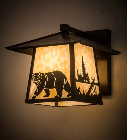 12"W Stillwater Northwoods Lone Bear Straight Arm Outdoor Sconce