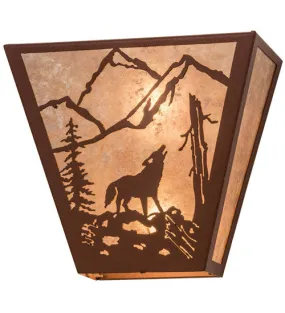 13"W Northwoods Wolf On The Loose Wall Sconce