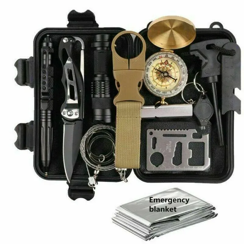 14 in 1 Outdoor Emergency Survival Gear Kit Camping Tactical Tools