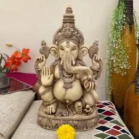 21 Inches Ganesha Marble Dust Resin Idol -  Hindu God Statue - Ganpati Decorative Statue for Home Decor - Housewarming Gift