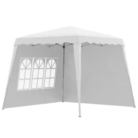 2.9 x 2.9m Pop Up Gazebo with 2 Sides, Slant Legs and Carry Bag, Height Adjustable UV50  Party Tent Event Shelter for Garden, Patio, White