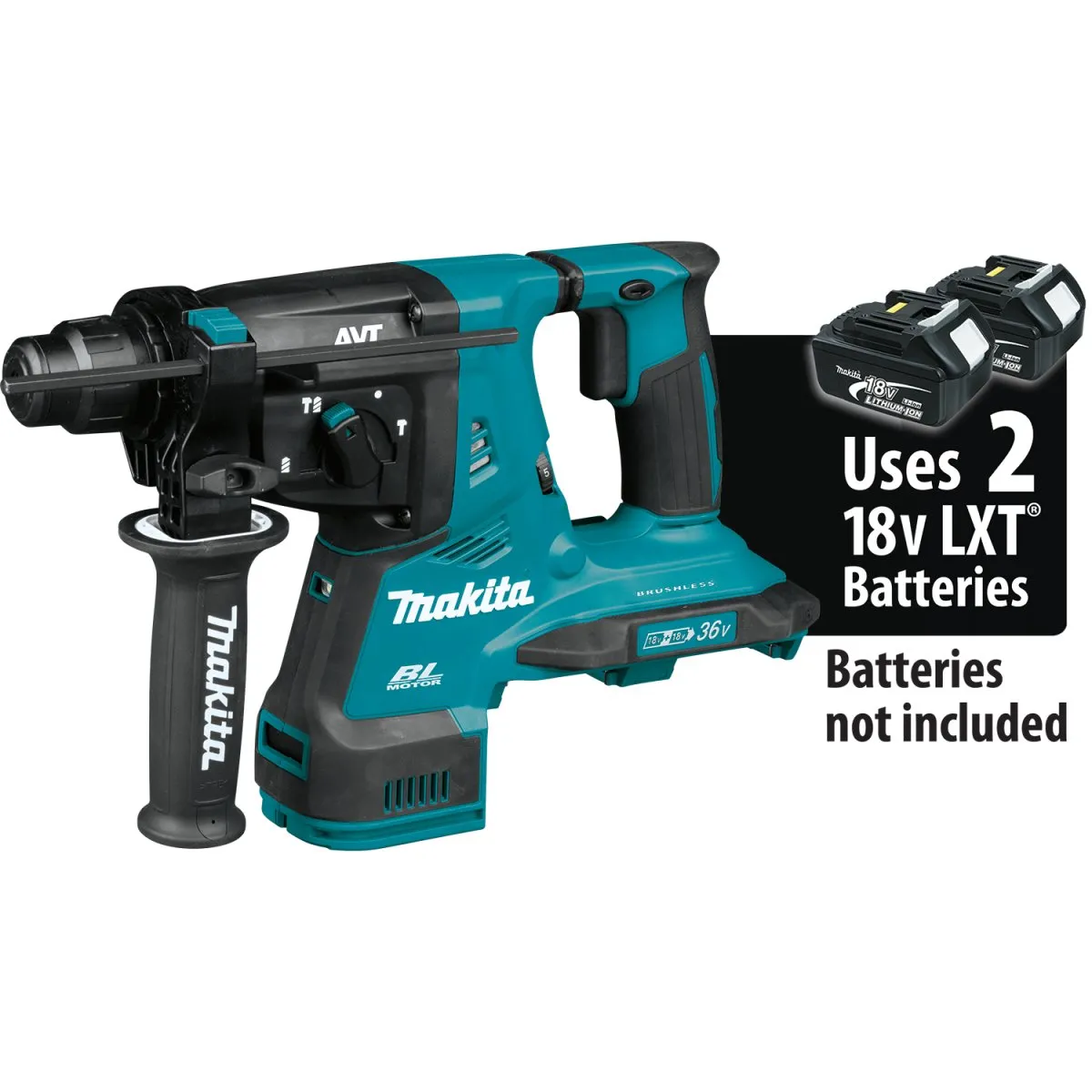 36V (18V X2) LXT® Brushless 1‑1/8" AVT® Rotary Hammer, accepts SDS‑PLUS bits (5.0Ah)