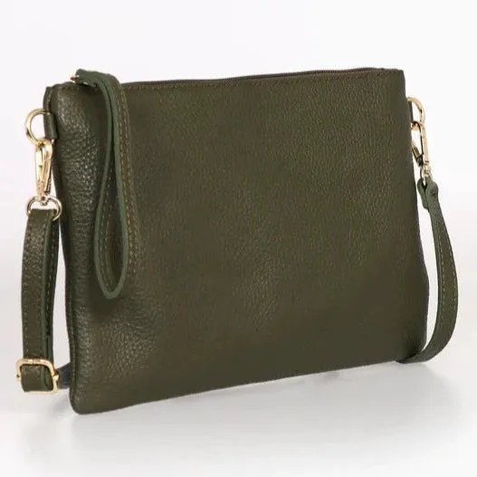 6556 Leather Wristlet Clutch w strap