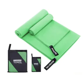 Absorbent Quick Dry Sports Towel Microfiber Bath Towel 76x152cm(Grass Green Square Mesh Bag)