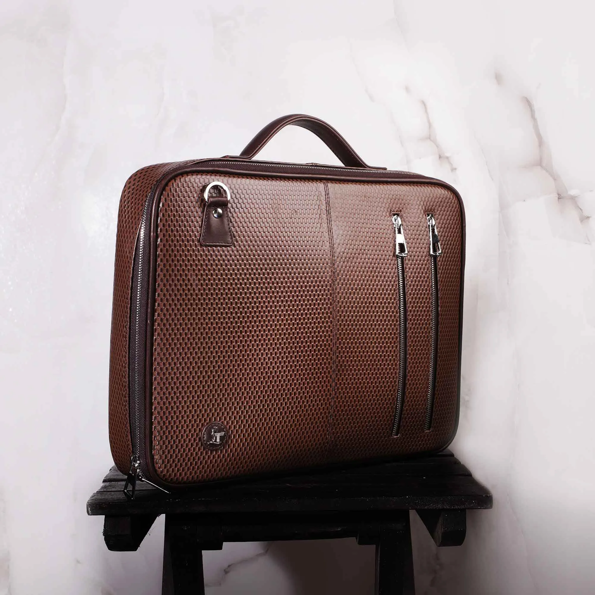 Accord | Leather Portfolio Bag | 100% Genuine Leather | For Office Use | Colour - Black & Brown