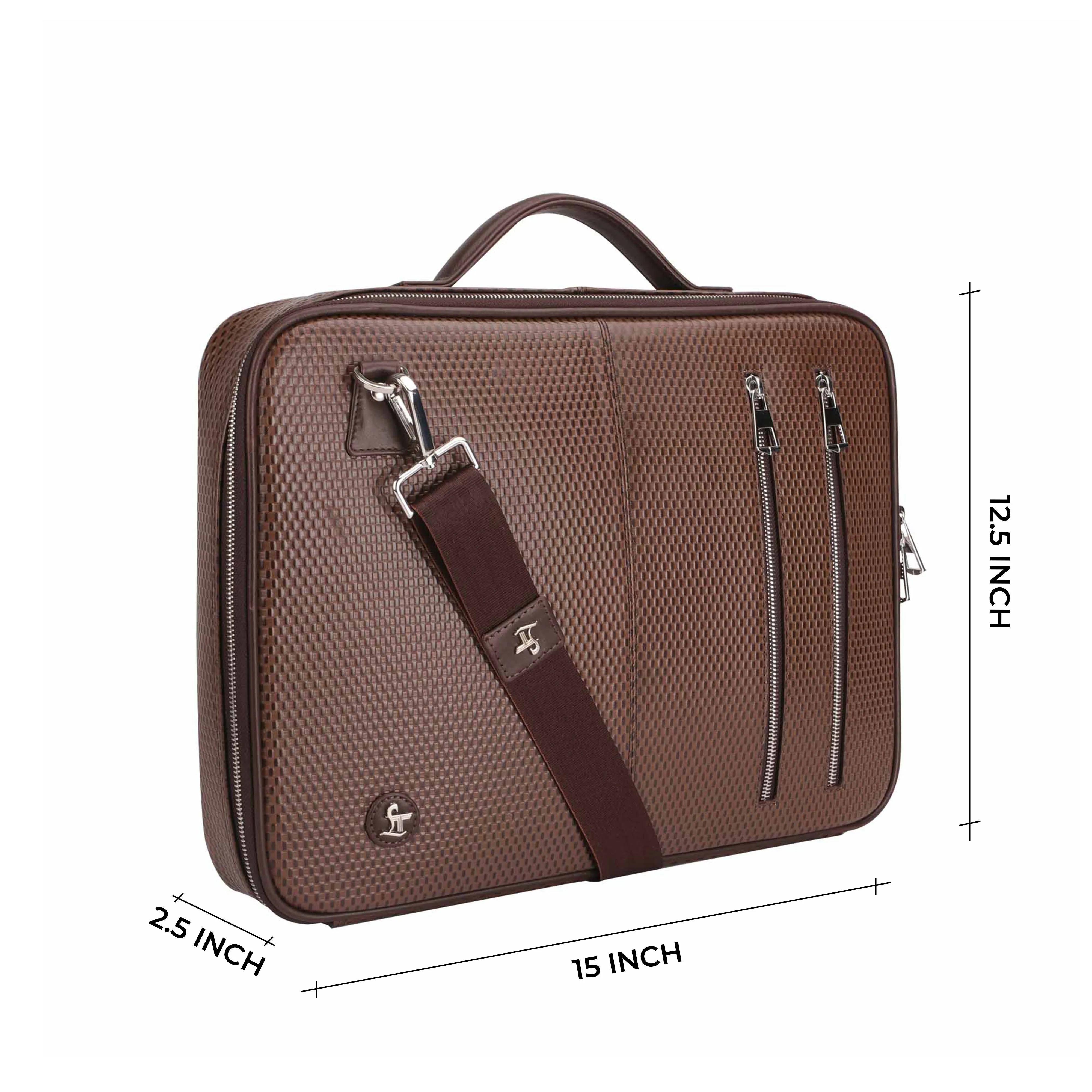 Accord | Leather Portfolio Bag | 100% Genuine Leather | For Office Use | Colour - Black & Brown