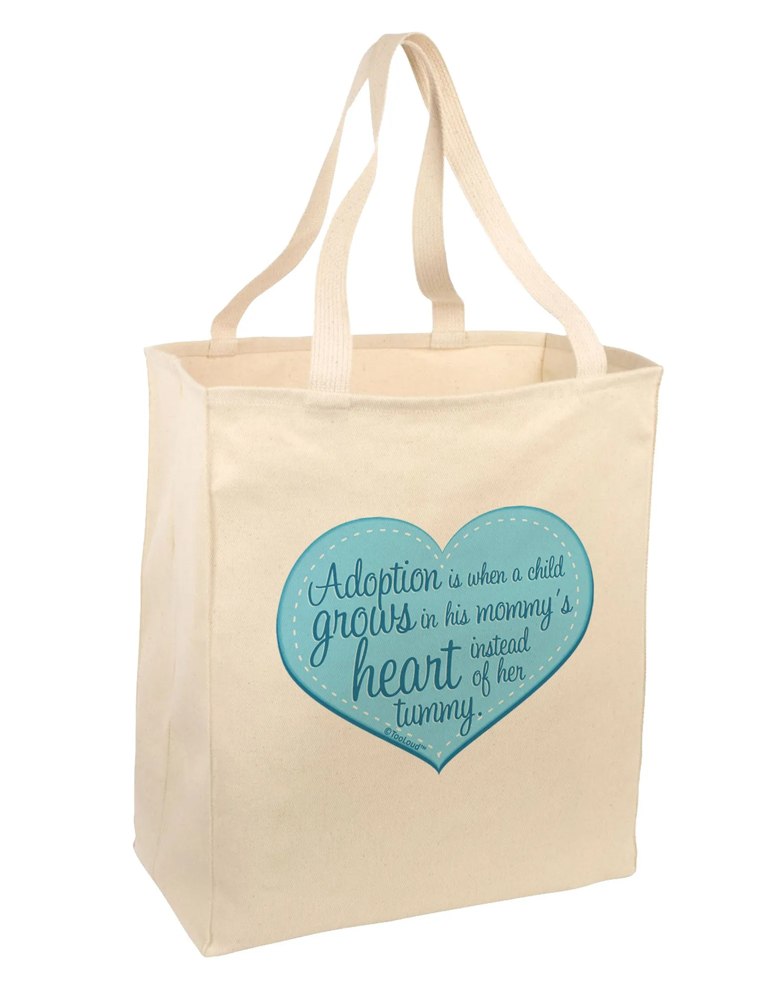 Adoption is When - Mom and Son Quote Large Grocery Tote Bag by TooLoud