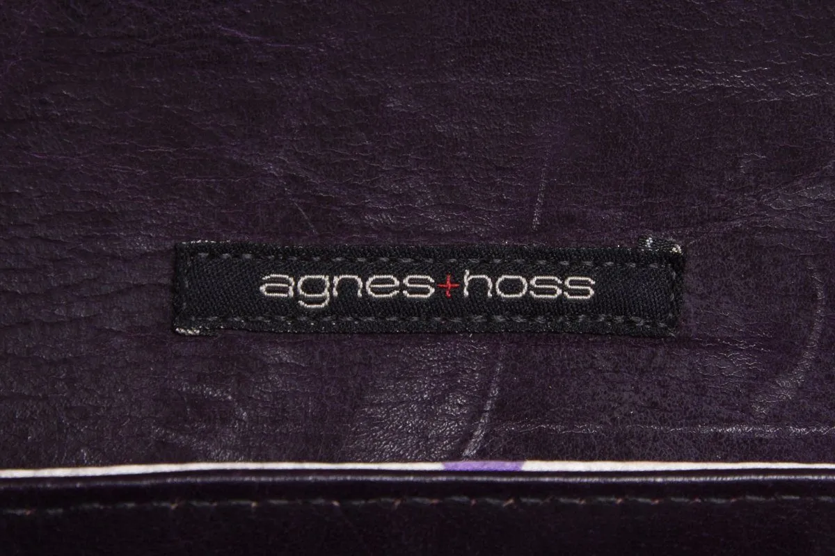 Agnes & Hoss White & Purple Silk Handbag with Floral Print