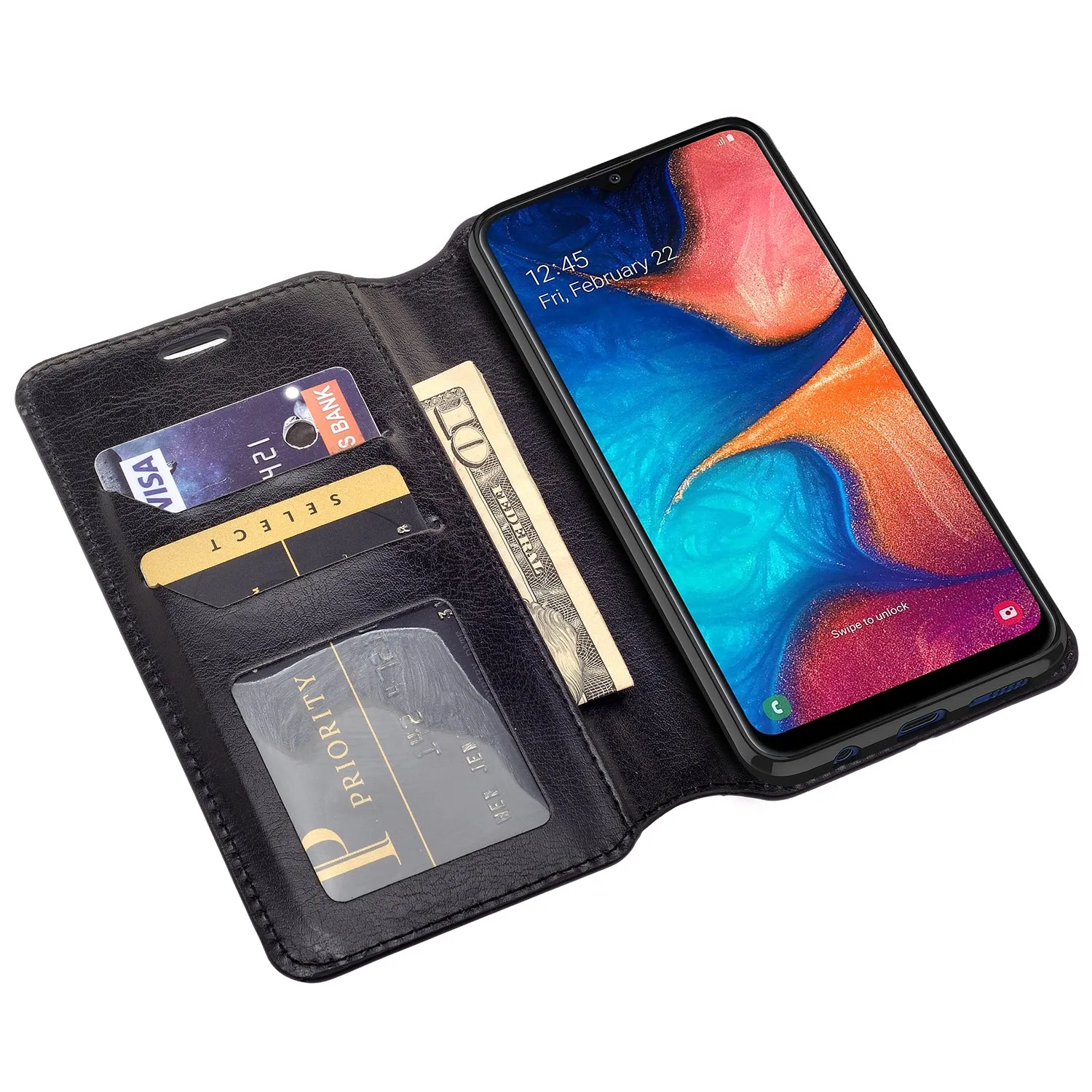 Alcatel 3V (2019) Case, 3V (2019) Wallet Case, Pu Leather Wallet Case [Kickstand] with ID & Credit Card Slots for 3V (2019)  - Black