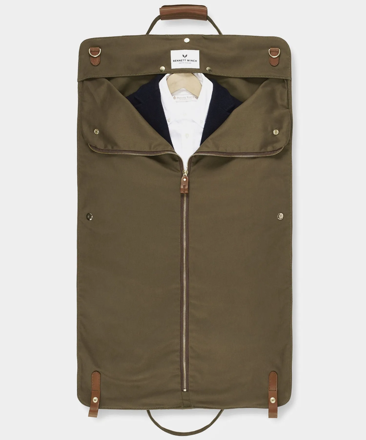 Bennett Winch Canvas Suit Carrier Holdall in Olive