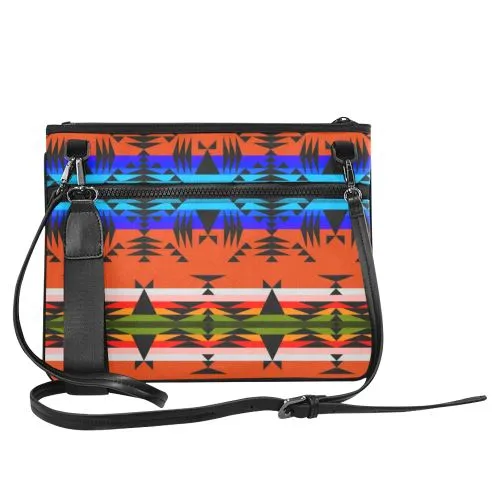 Between the Mountains Orange Slim Clutch Bag