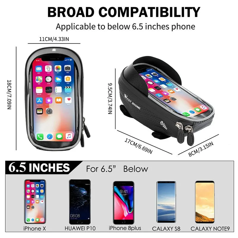 Bicycle Bag High Quality EVA Waterproof Top Tube Bike Bag Touchscreen Cell Mobile Phone Bag 6.0-7.2 inch Phone Case