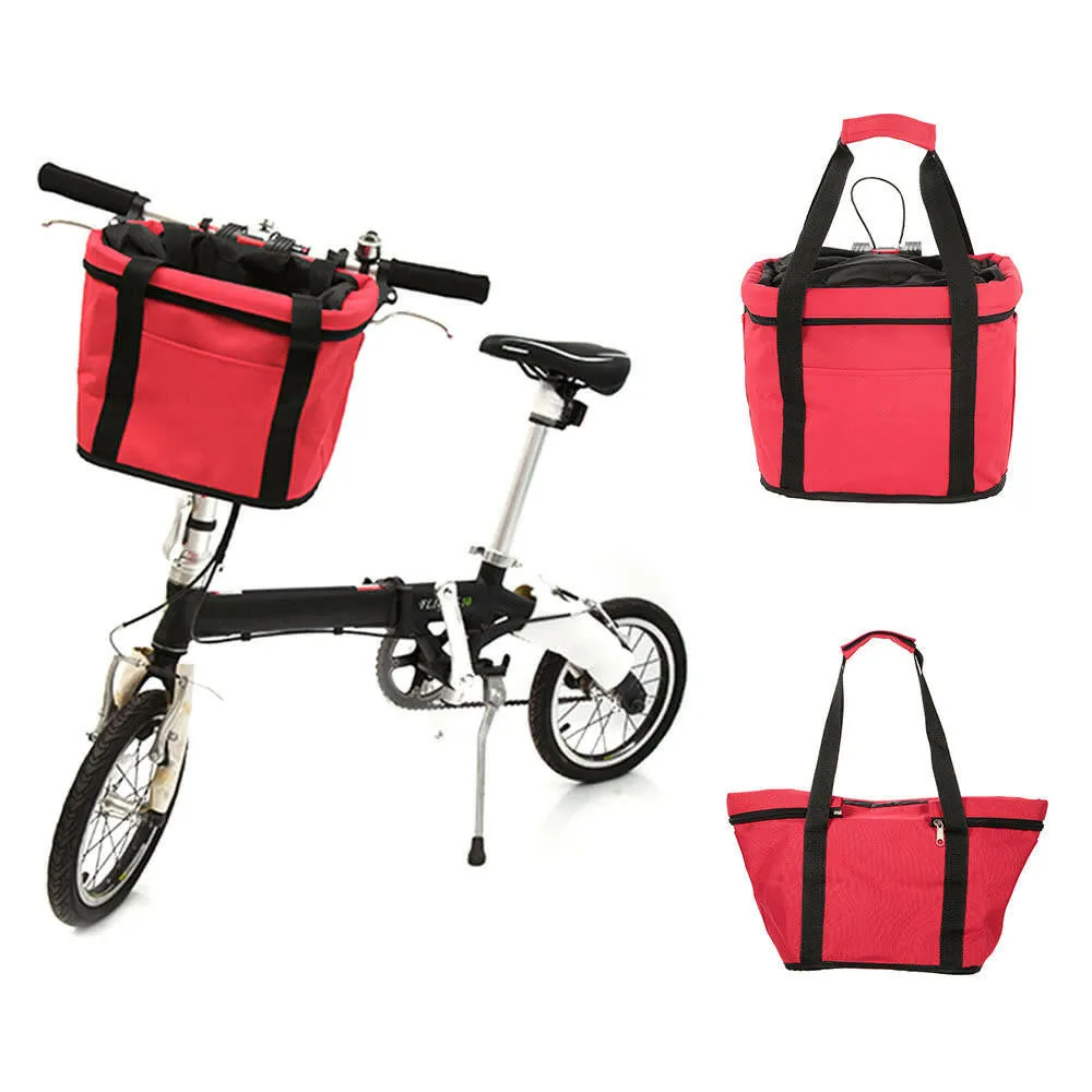 Bicycle Basket Detachable Cycling Bike Handlebar Front Carrier Bag Pet Carrier Aluminum Alloy Frame