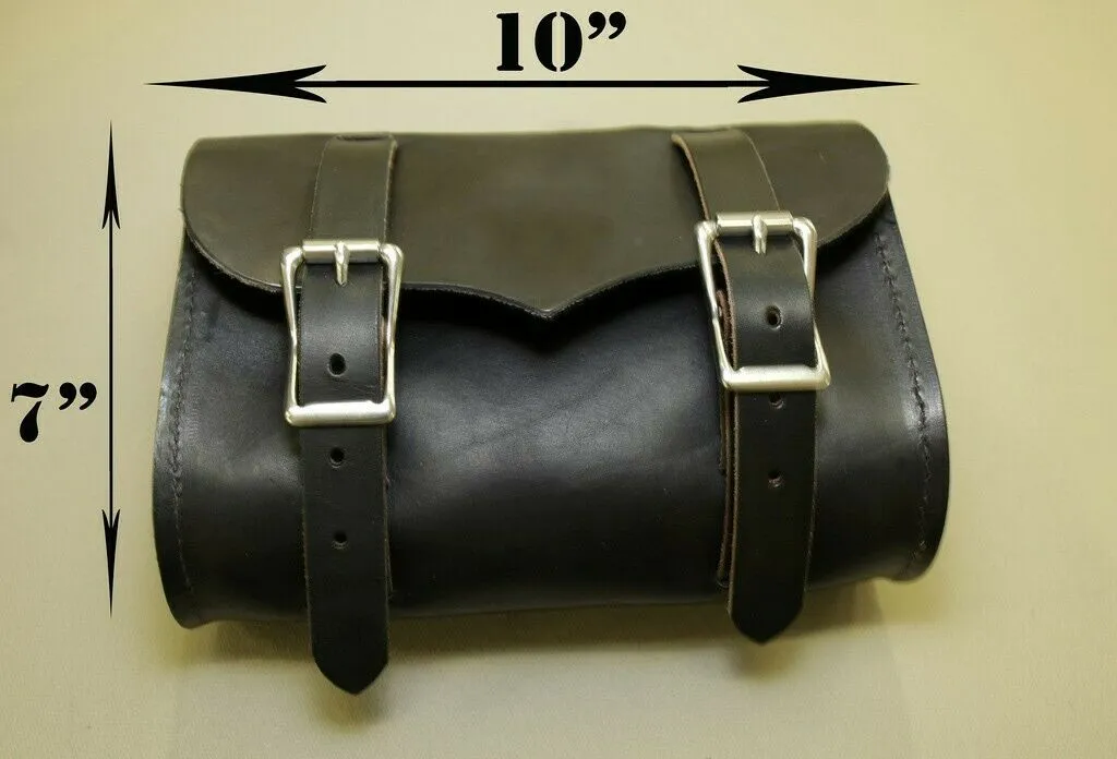 Black Leather Tool Roll Bag Saddle Harley Chopper Bobber Motorcycle Sportster