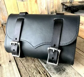 Black Leather Tool Roll Bag Saddle Harley Chopper Bobber Motorcycle Sportster