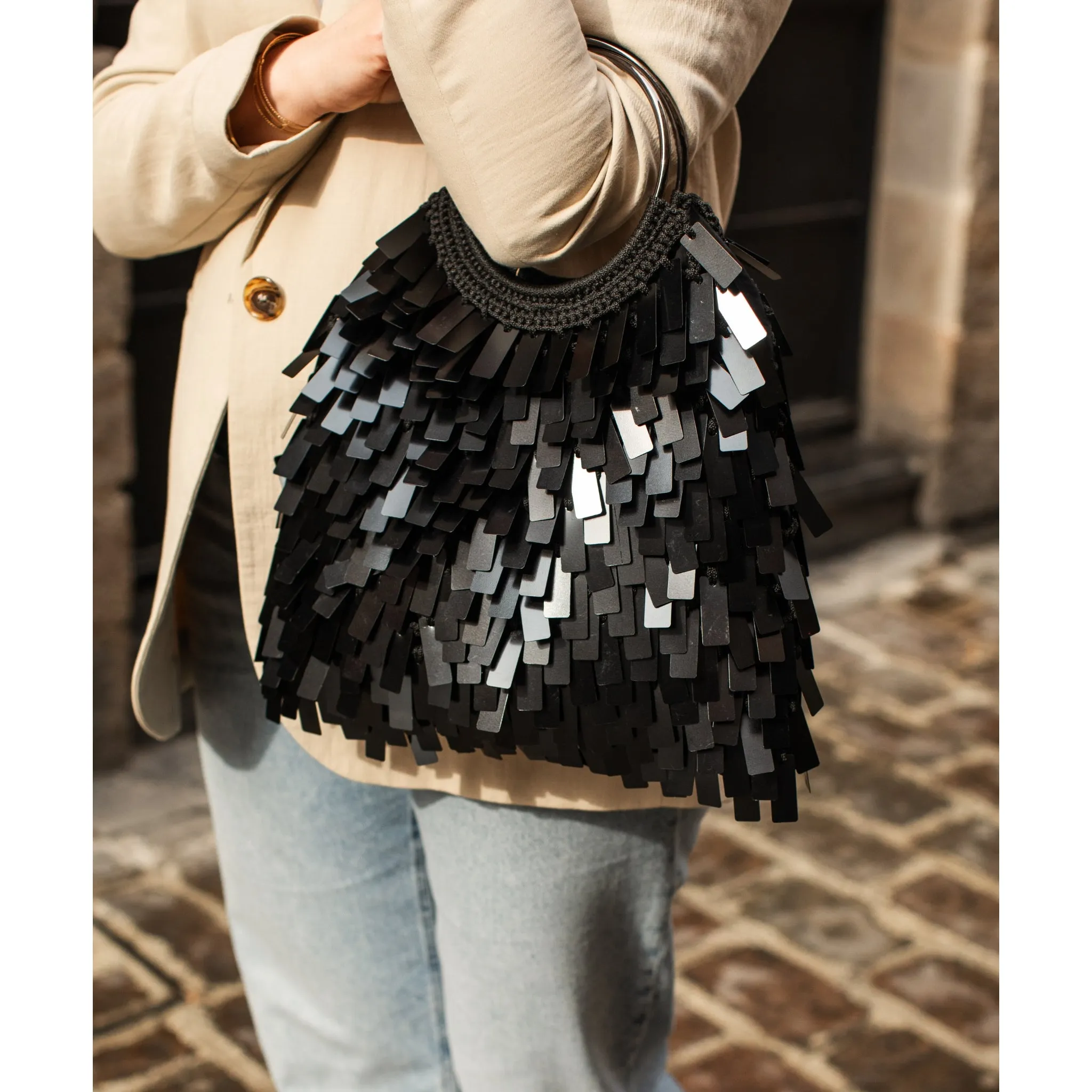 Black Sequins Evening Bag