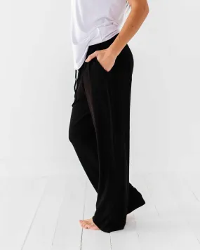 Black Women's Wide Leg Pants - Cloud Plush Bamboo