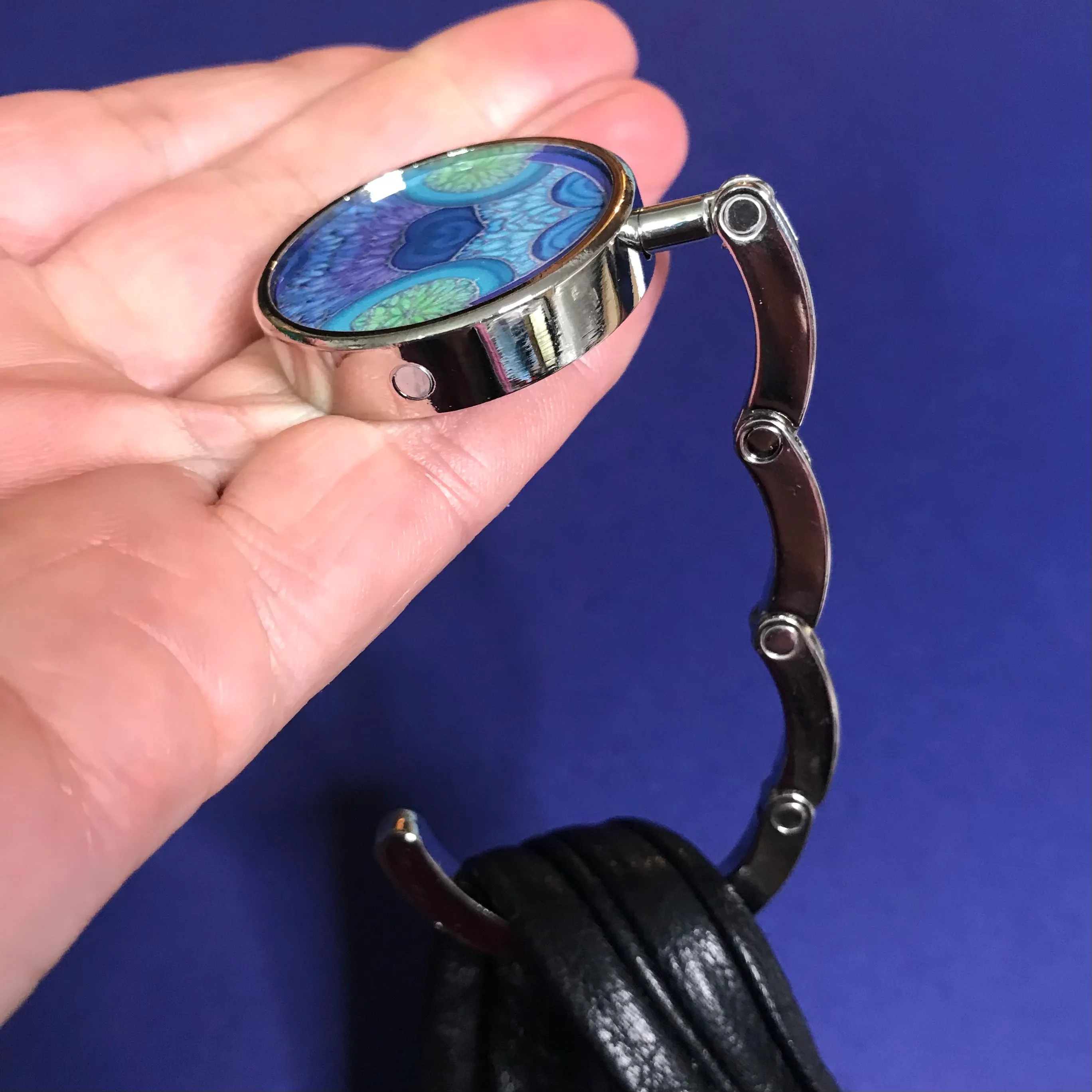 Blue Turquoise Persian Peacock hand bag hanger - tote bag holder