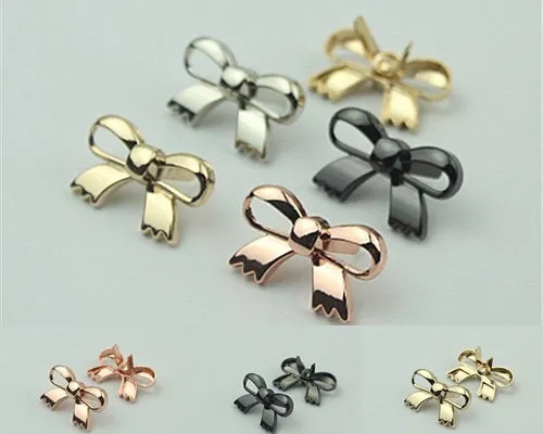 Bowknot Purse Label 1/10pcs Bag Hardware Charm Rose Gold Silver Black Handmade Purse Handbag Making Metal Decoration 30mm Wholesale Supplies