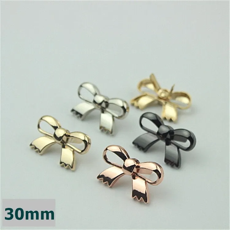 Bowknot Purse Label 1/10pcs Bag Hardware Charm Rose Gold Silver Black Handmade Purse Handbag Making Metal Decoration 30mm Wholesale Supplies