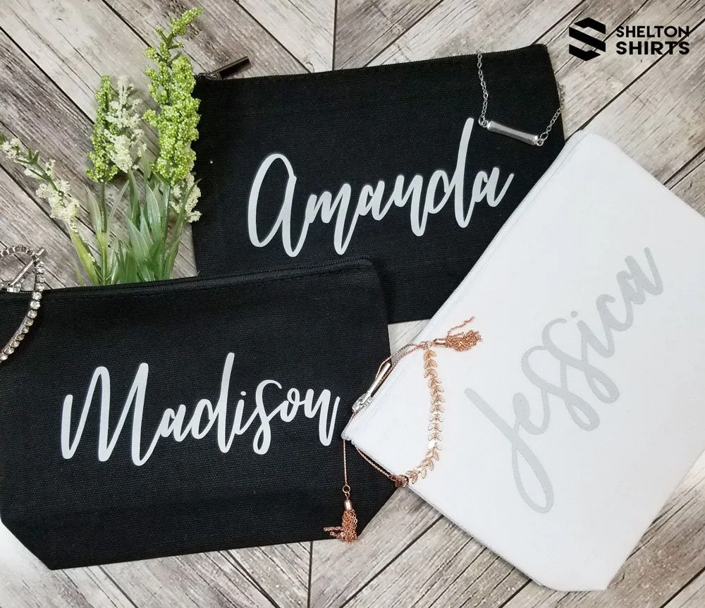 Bridesmaid Proposal Zipper Bag - Bridal Party Makeup Bag with Name