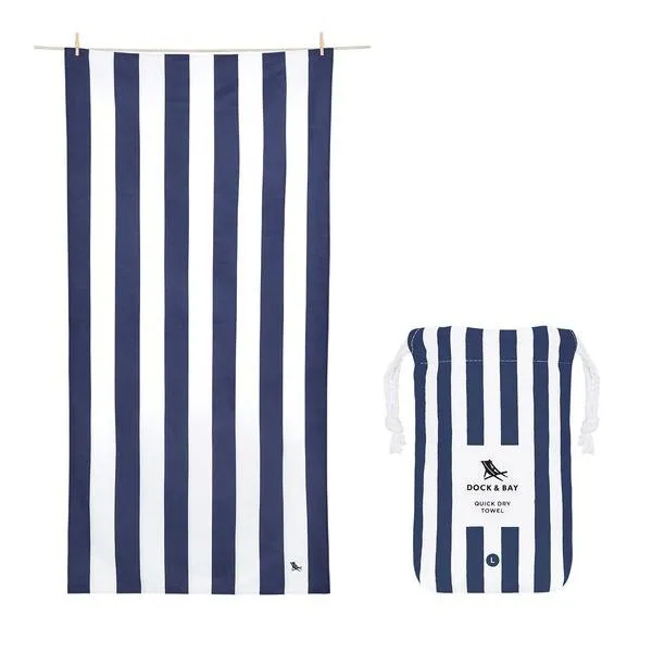 Cabana Stripe Quick Dry Towel | Whitsunday Blue