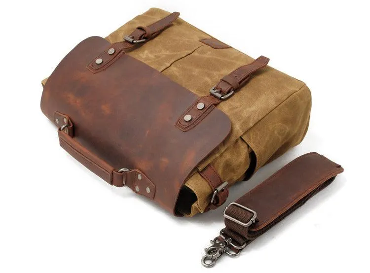 Casual Canvas Travel Messenger Bag-Brown