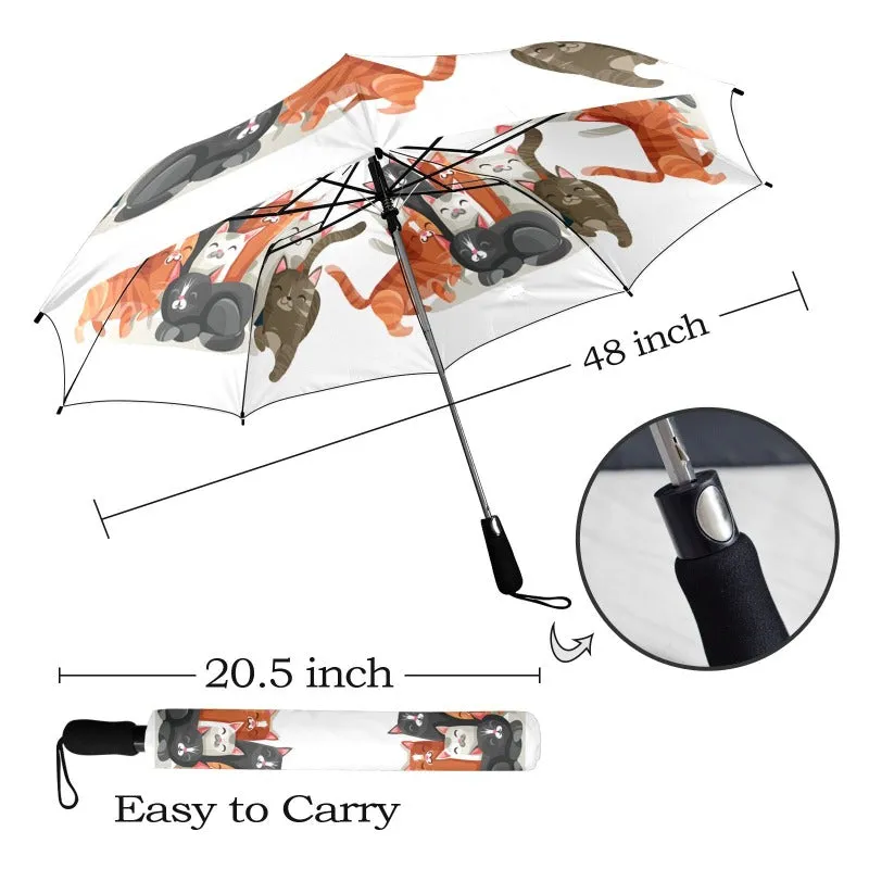 Cat Umbrella Semi-Automatic Foldable