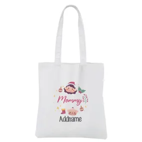 Christmas Cute Wreath Mommy White Canvas Bag