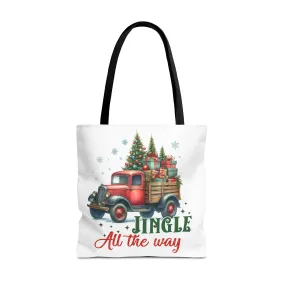 Christmas Tote Bag - Jingle All the Way Holiday Shopper