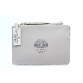 Clutch Bag With Handle & Embossed Text "Sharon"