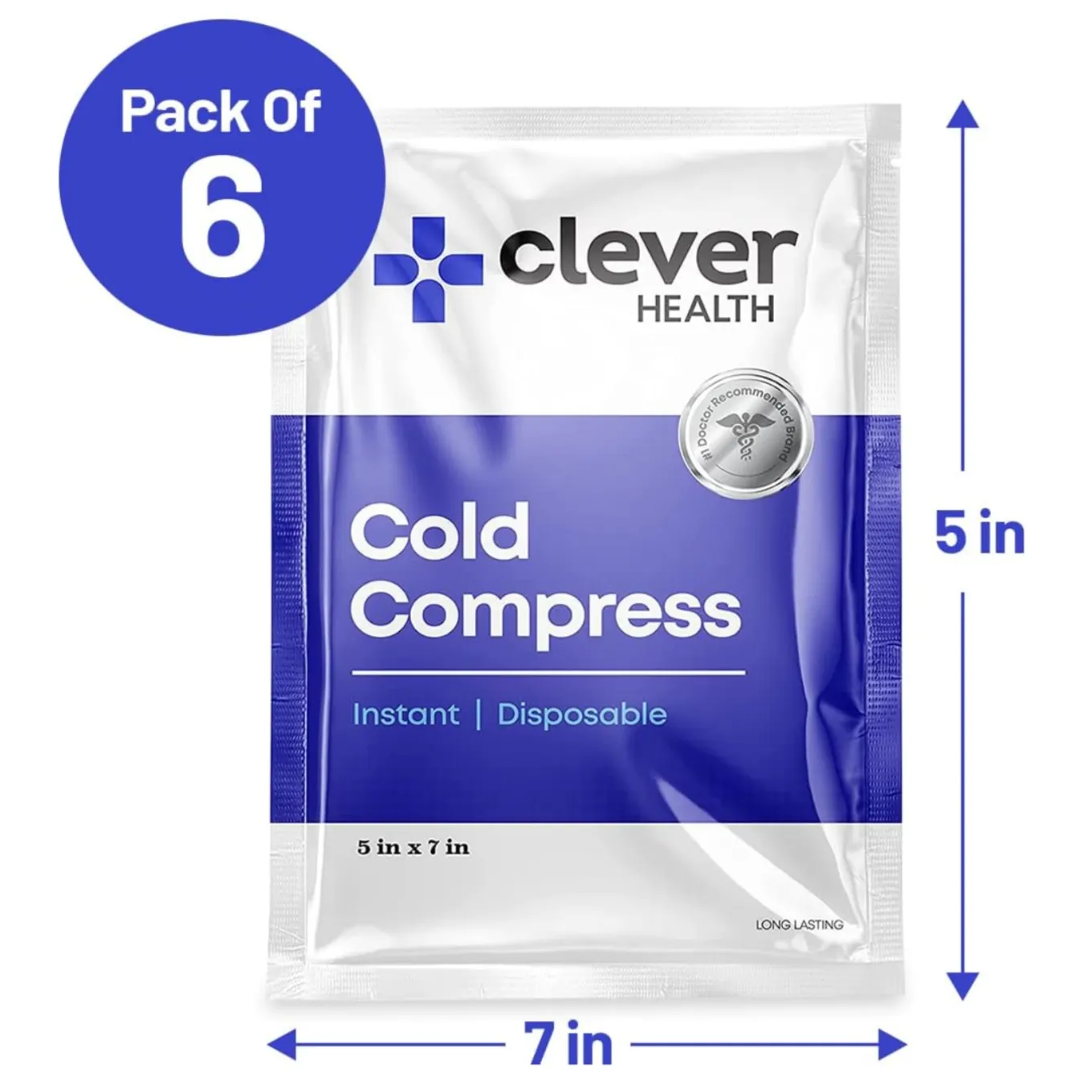 Cold Compress Therapy, Instant Cold Pack for Sprains, Swelling, and Inflammation, 5x7 Inches, 6 Count