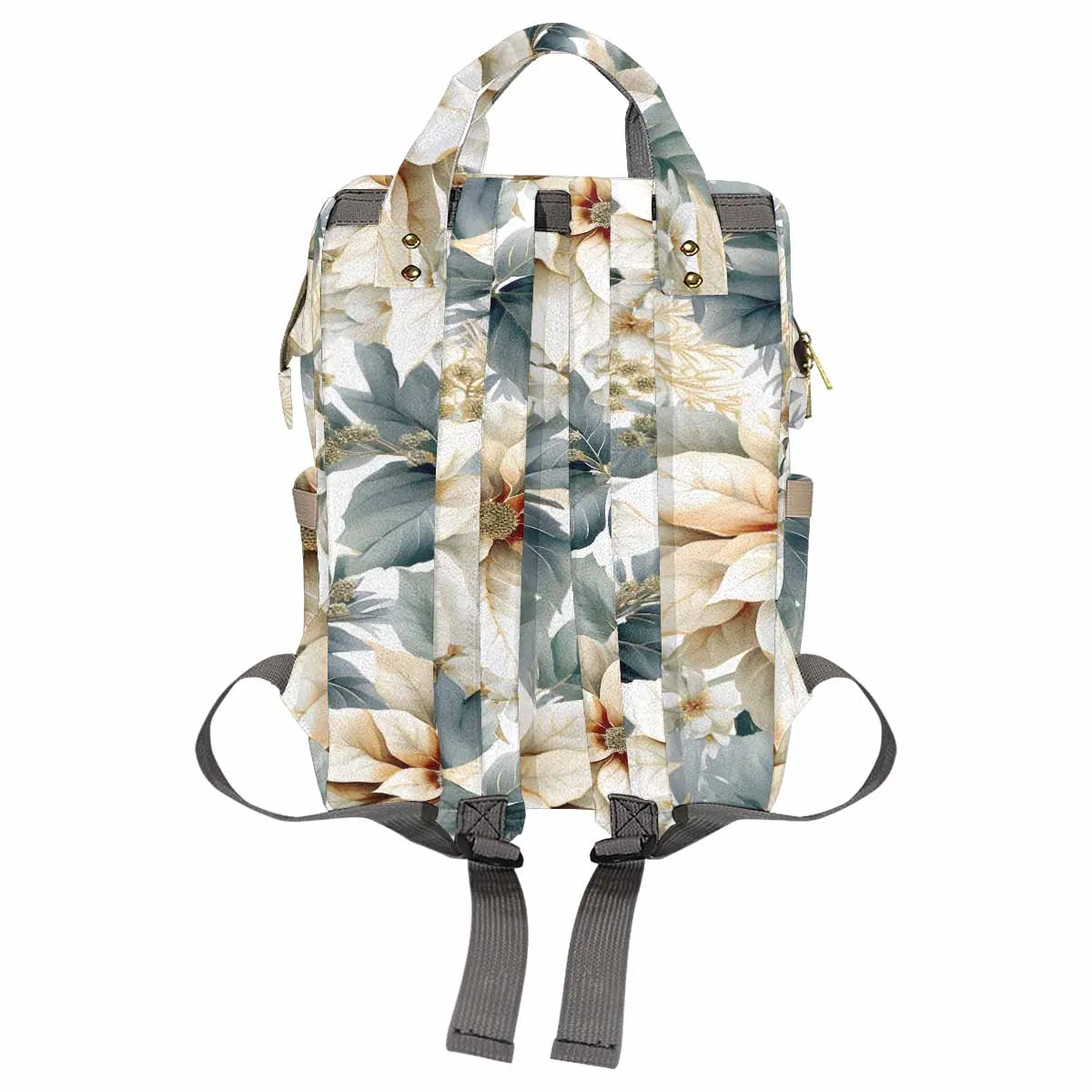 Cream Poinsettia Diaper Bag Backpack