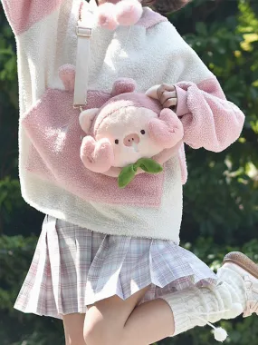 Cute Peach Pig Shoulder Doll Messenger Bag