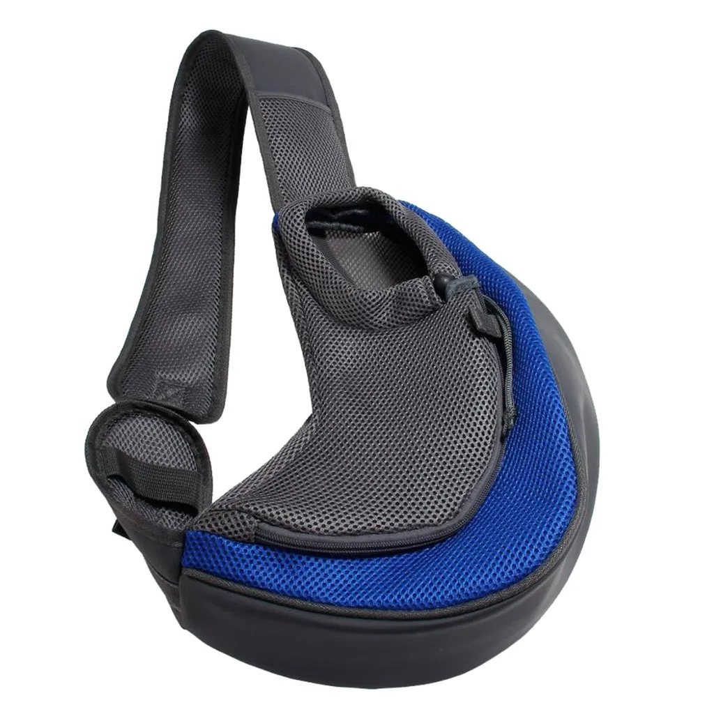 Dark Blue Breathable Sling Pet Pouch w/ Safety Hook (S)