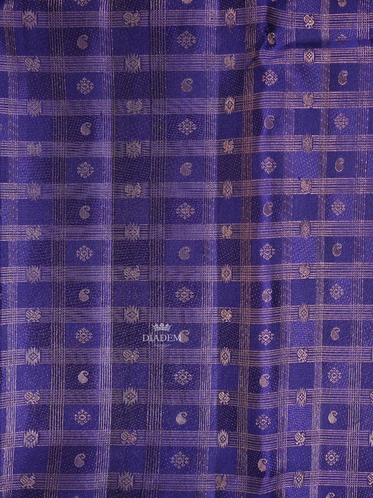 Dark Blue Pure Kanchipuram Silk Saree with Peacock and Paisley Design on the Body and with Designed Border