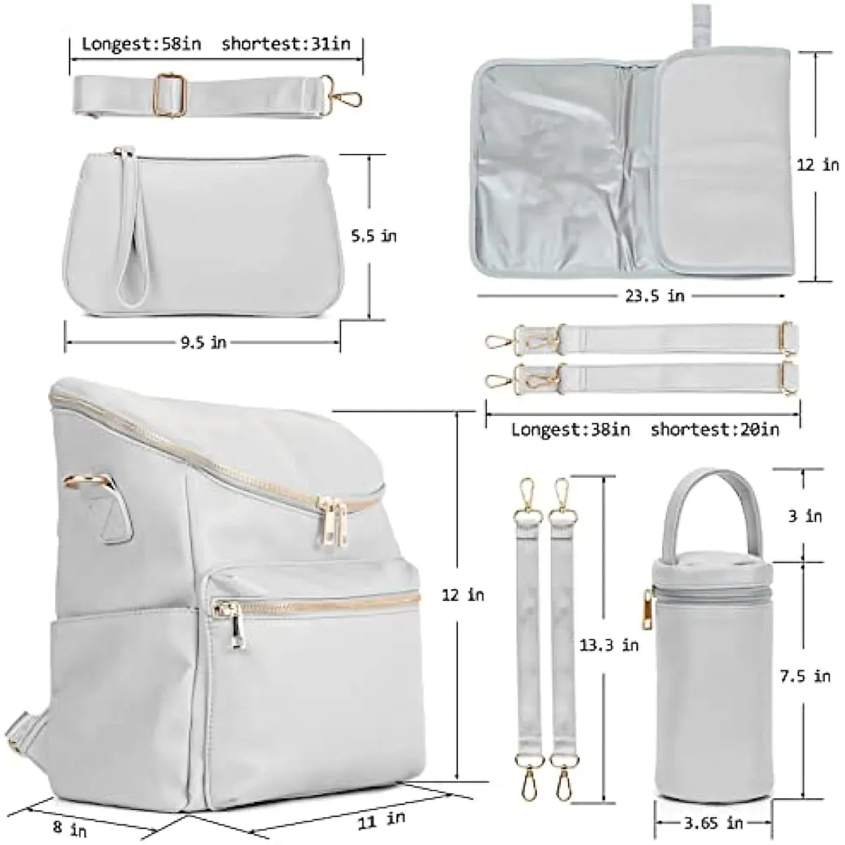 Diaper Bag Backpack Fashion Leather Mommy Backpacks Travel Toddler Baby Diaper Bags with in Bag Organizer and Changing Pad