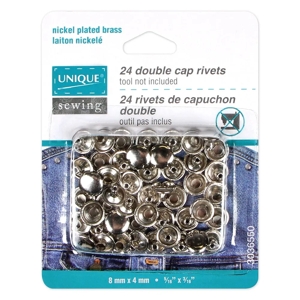 Double Cap Rivets - 8mm x 4mm - 24 sets