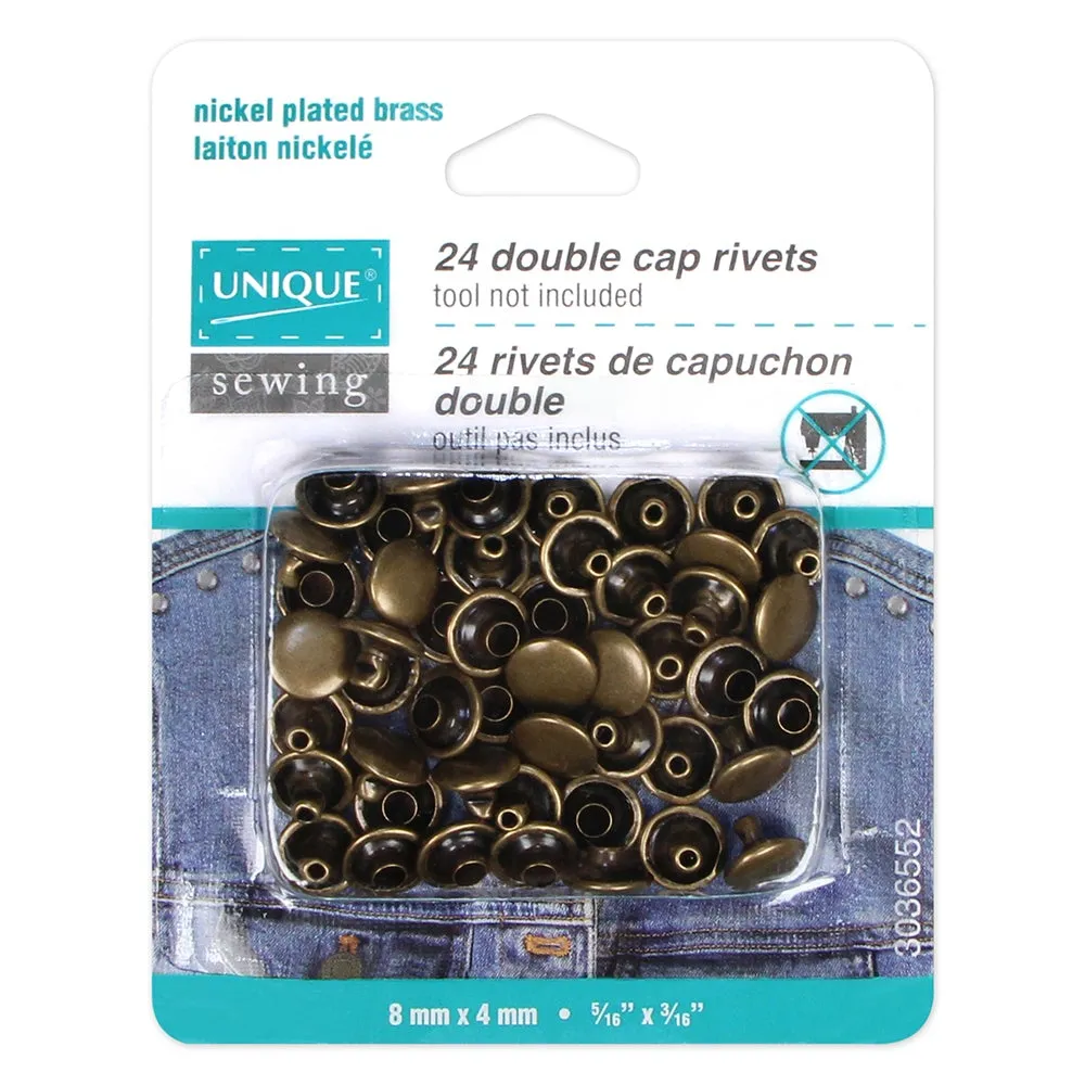 Double Cap Rivets - 8mm x 4mm - 24 sets