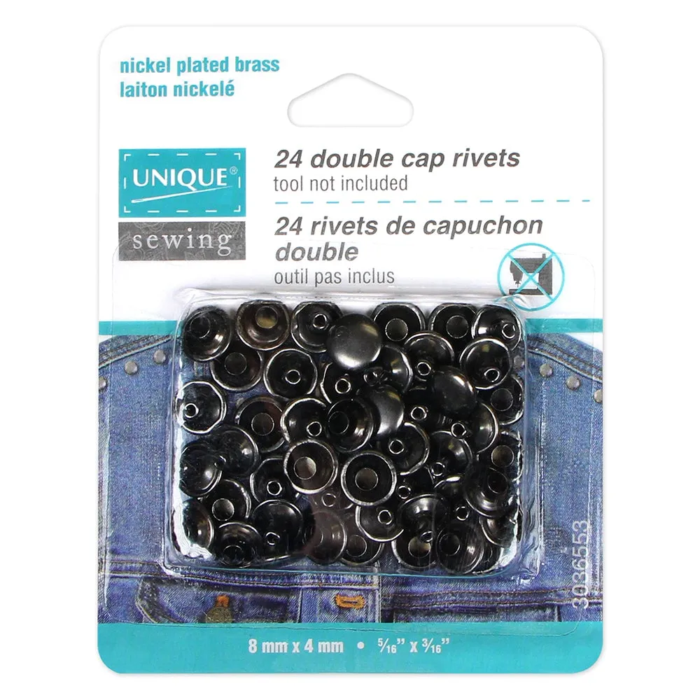 Double Cap Rivets - 8mm x 4mm - 24 sets