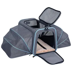 Double-Sided Expandable Soft Portable Pet Carrier with Dual Access