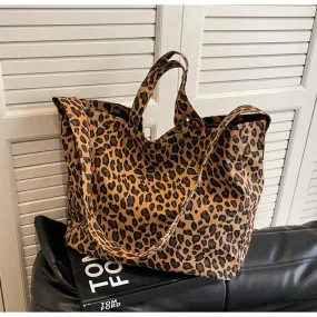 DUNNMALL Leopard Print Canvas Commuter Idle Style Bag Female  Foreign Trade Fashion Portable Large Capacity Single-Shoulder Mommy Bag Crossbody