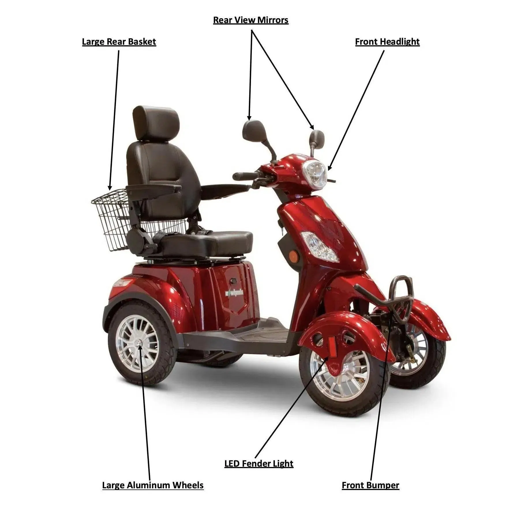 EW-46| 4 Wheel Highly-Anticipated Electromagnetic brakes Mobility Scooter