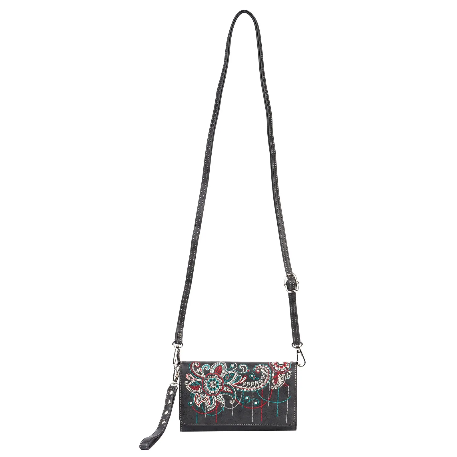 FIO-014 Montana West  Floral Embroidered Wallet/Crossbody